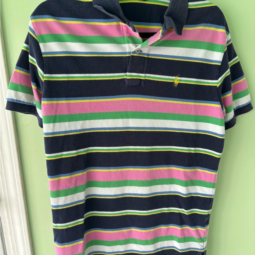 Ralph Lauren Polo with Navy, Pink, Green, and White Stripes
